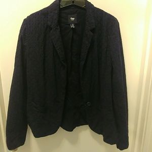 Navy 3/4 length sleeve eyelet jacket